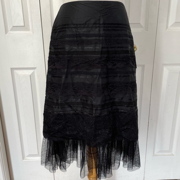 Express Dresses & Skirts - Vintage Express 100% Silk, Lace and tulle Midi Black Skirt